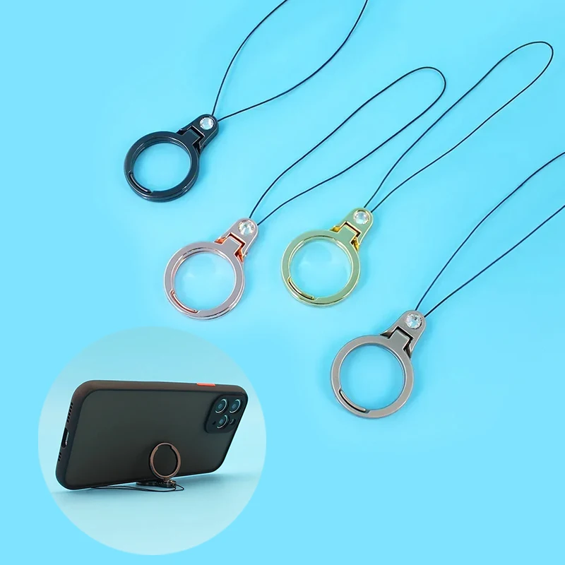 

2 in 1 Mobile Phone Holder Metal Finger Ring Lanyard for Mobile Phone Strap Keycord Smartphone Accessories