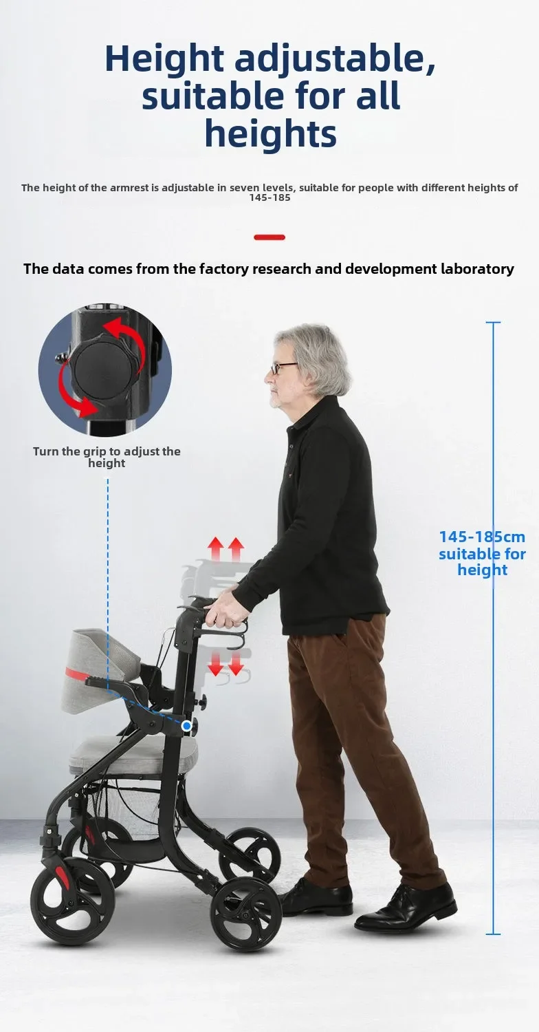 Walking aid for the elderly assisted rehabilitation anti-fall prevention can sit on a scooter and stand on a trolley