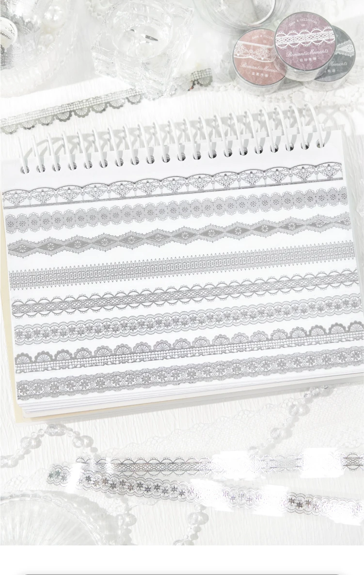 Journal GO 1,8cmx2m Romantisches Spitzenband Vintage Spitzen-Landschaftsmaterial Collage PET-Band Kreatives DIY Journal Schreibwaren-Aufkleber – Detail 2