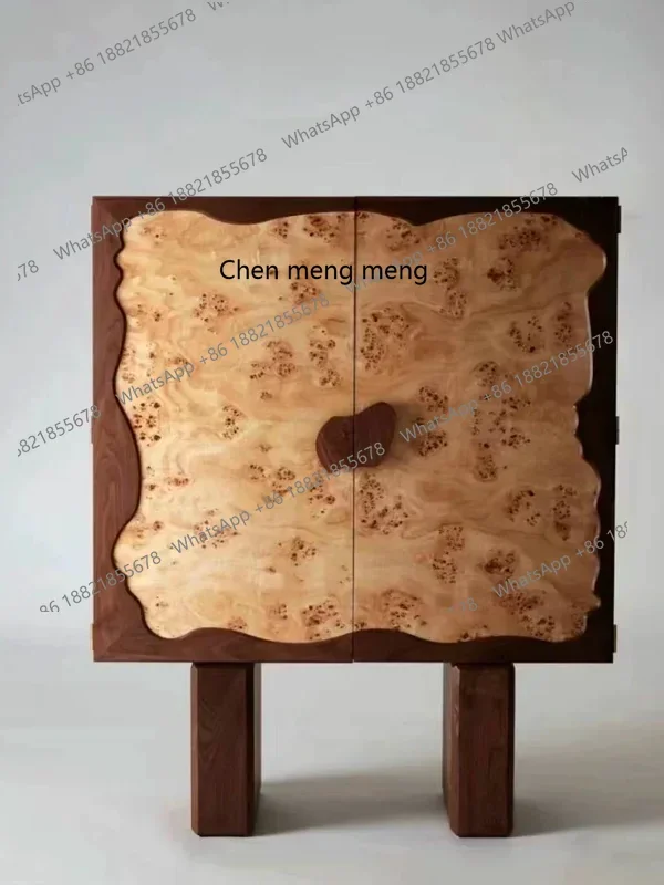 

X New medieval solid wood dining side cabinet, retro porch cabinet foyer decoration, walnut locker for home use