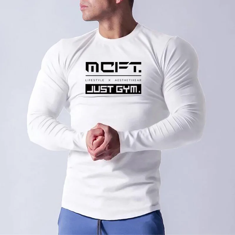 Muscle Guys Fitness cotone manica lunga Sport t-Shirt palestra Running Bodybuilding Training abbigliamento sportivo autunno inverno camicia