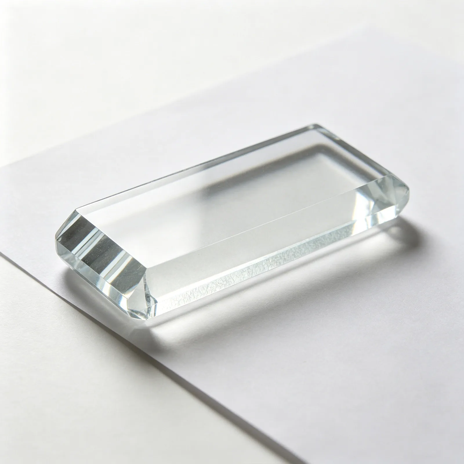 2Pcs Glass Paperweight Clear Transparent Decorative Block 4x2.8 Inch Paperweights for Desk Office Crafts Calligraphy Sewing