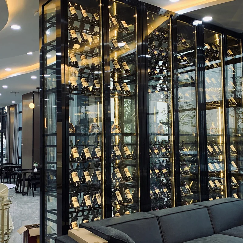 Stainless Steel Thermostatic Wine Cabinet Display Cabinet Metal Glass Home Villa Living Room Commercial Dining Room Wine Rack Wi