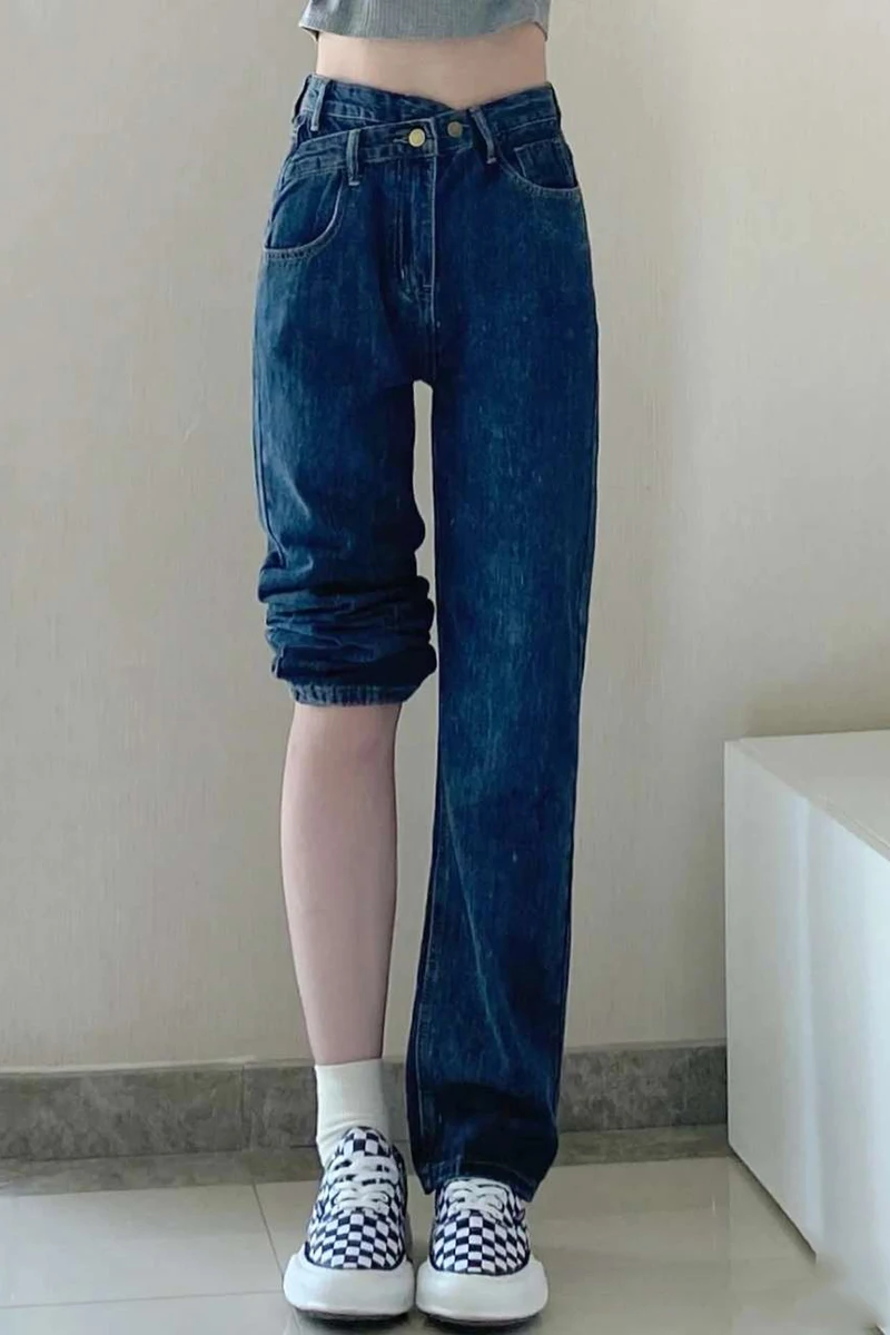 

High Waist Straight Leg Jeans Women's Autumn Winter New Large Size Fat Sister MM Drapey Floor Length Wide Leg Long Pants