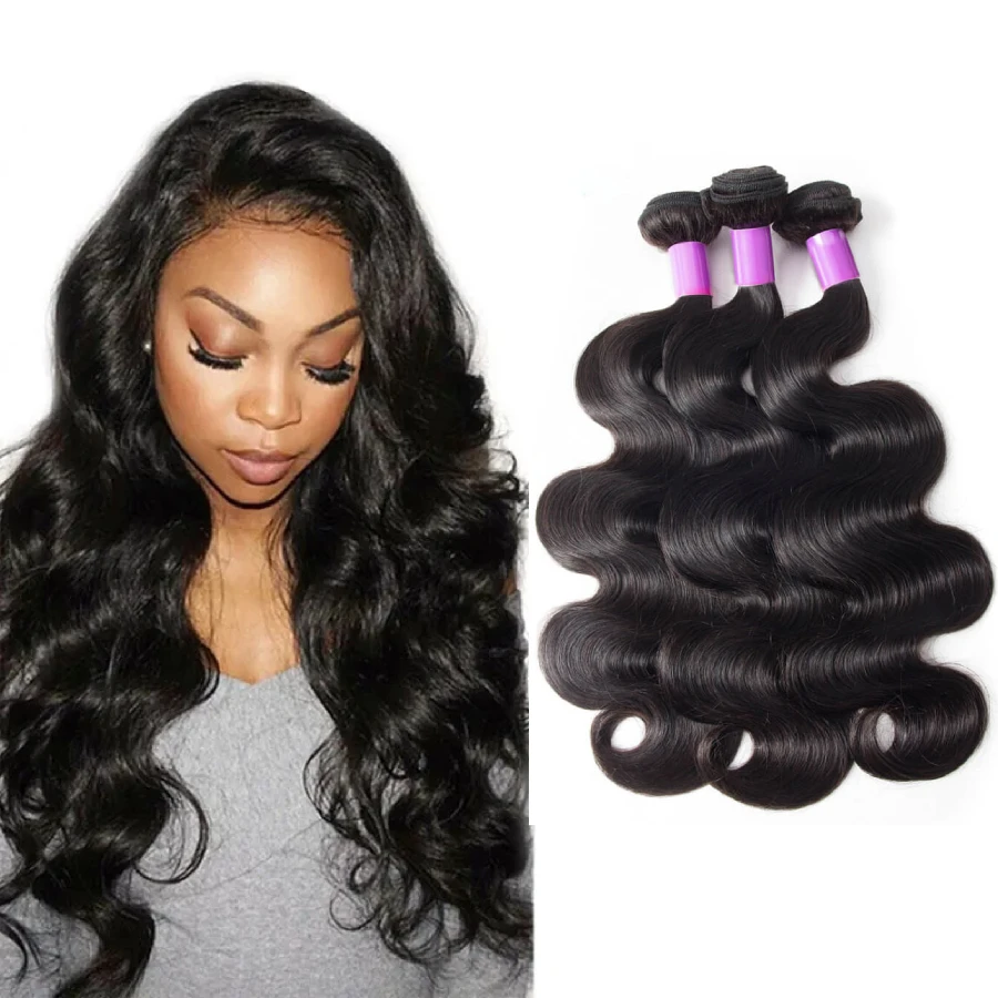 

1/3/4 шт., объемные волны, бразильские пучки человеческих волос, натуральный черный, 14-30 дюймов, наращивание волос Remy, бразильские пучки плетения волос