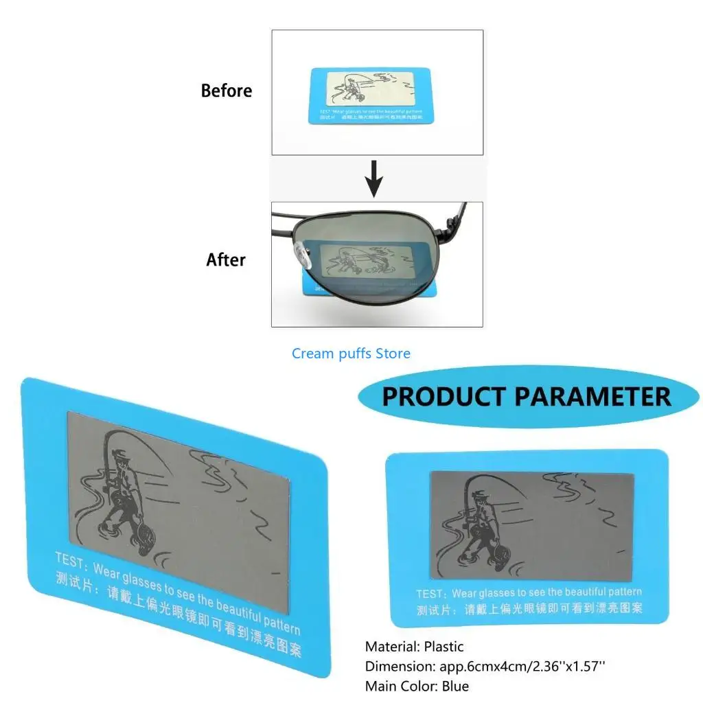 50LE Polarized Glasses Test Card,Polarization Sunglasses Tester