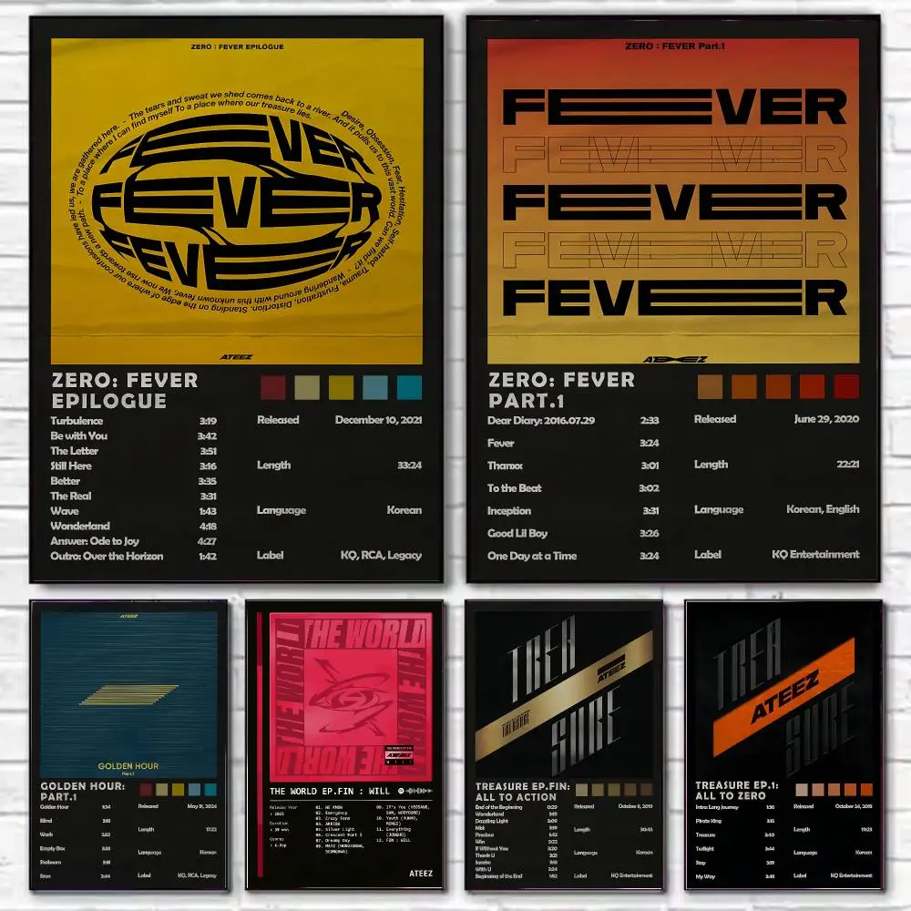 K-pop boy group ATEEZ Poster HD Decorative Wall Art Aesthetic Home Decor for Living Room Bedroom Café Office Modern Stylish Gift