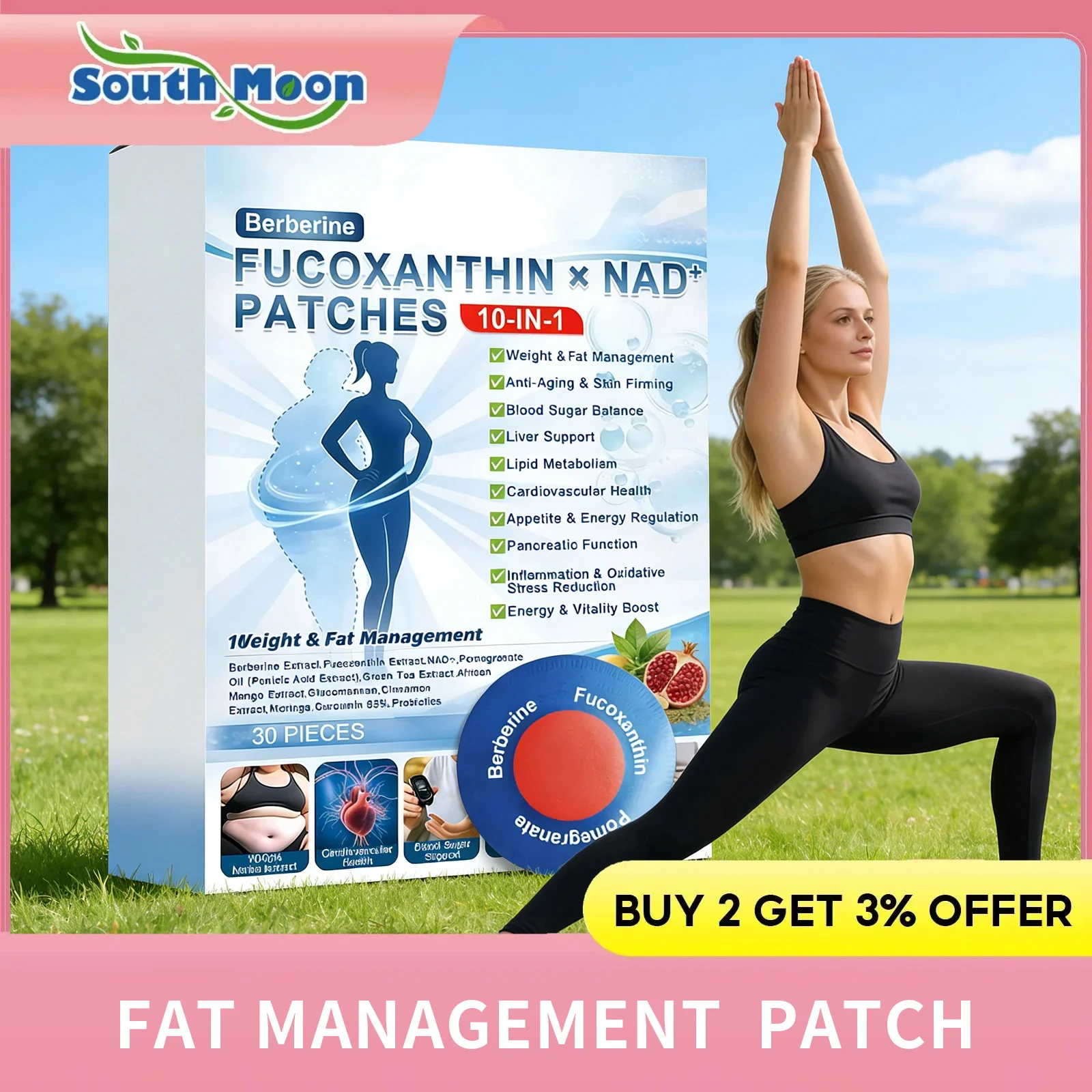 NAD+Healthy Body Firming Patch Moringa Berberine Weight Management Daily External Care Patches Body Care Lightweight Comfortable