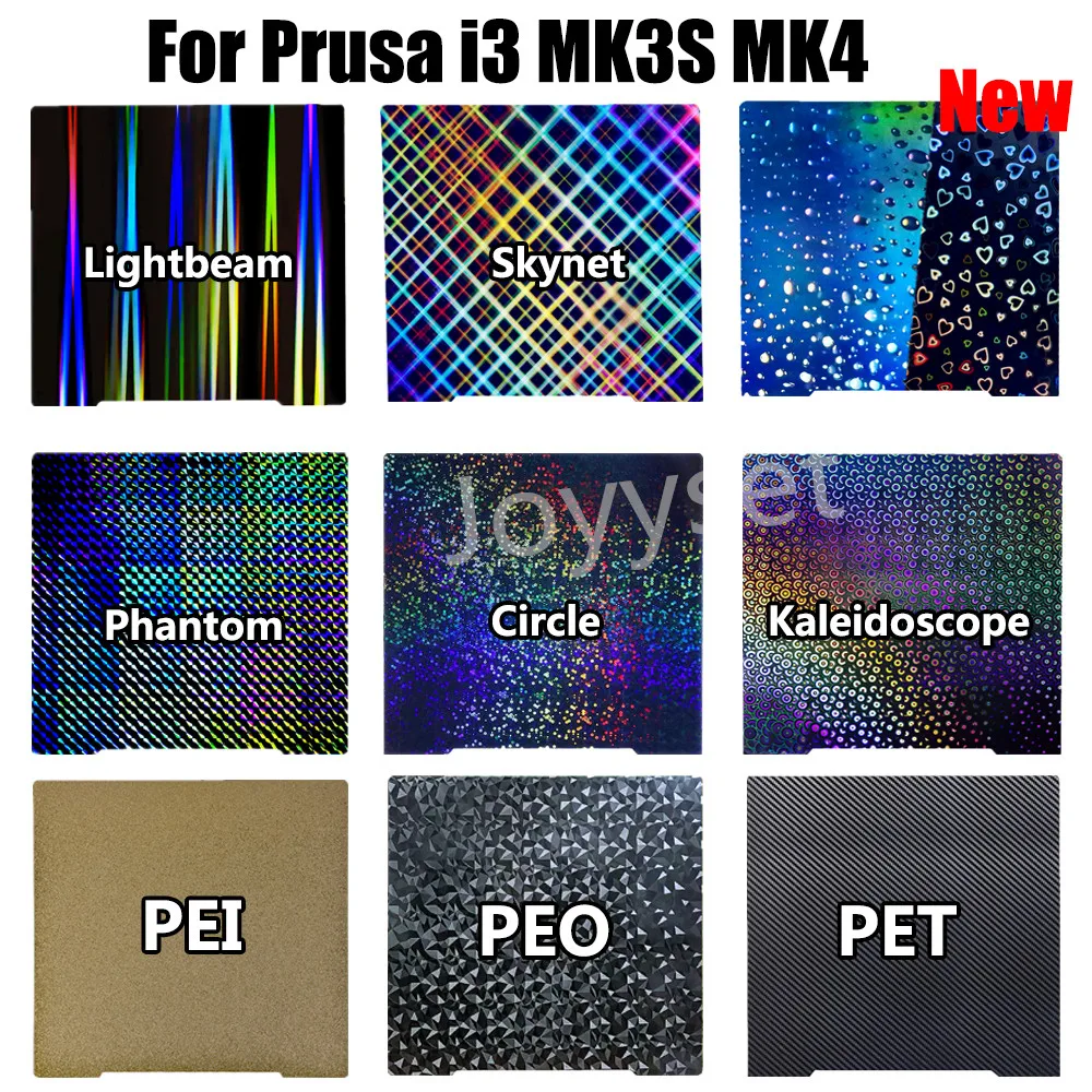 Build Plate for Prusa i3 MK3S pei PEO PET Sheet MK4 Hot Bed Spring Steel Sheet PEI mk3 Plate H1H PEY for Prusa i3 MK2.5S MK3S+