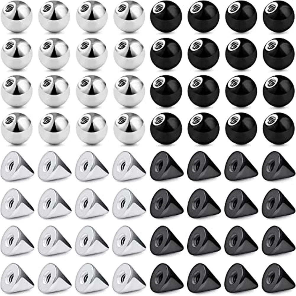 16/64 Pcs Externally Threaded Piercing Balls Stainless Steel Replacement Balls Piercing Parts Lip Tragus Helix Body Jewelry 16G