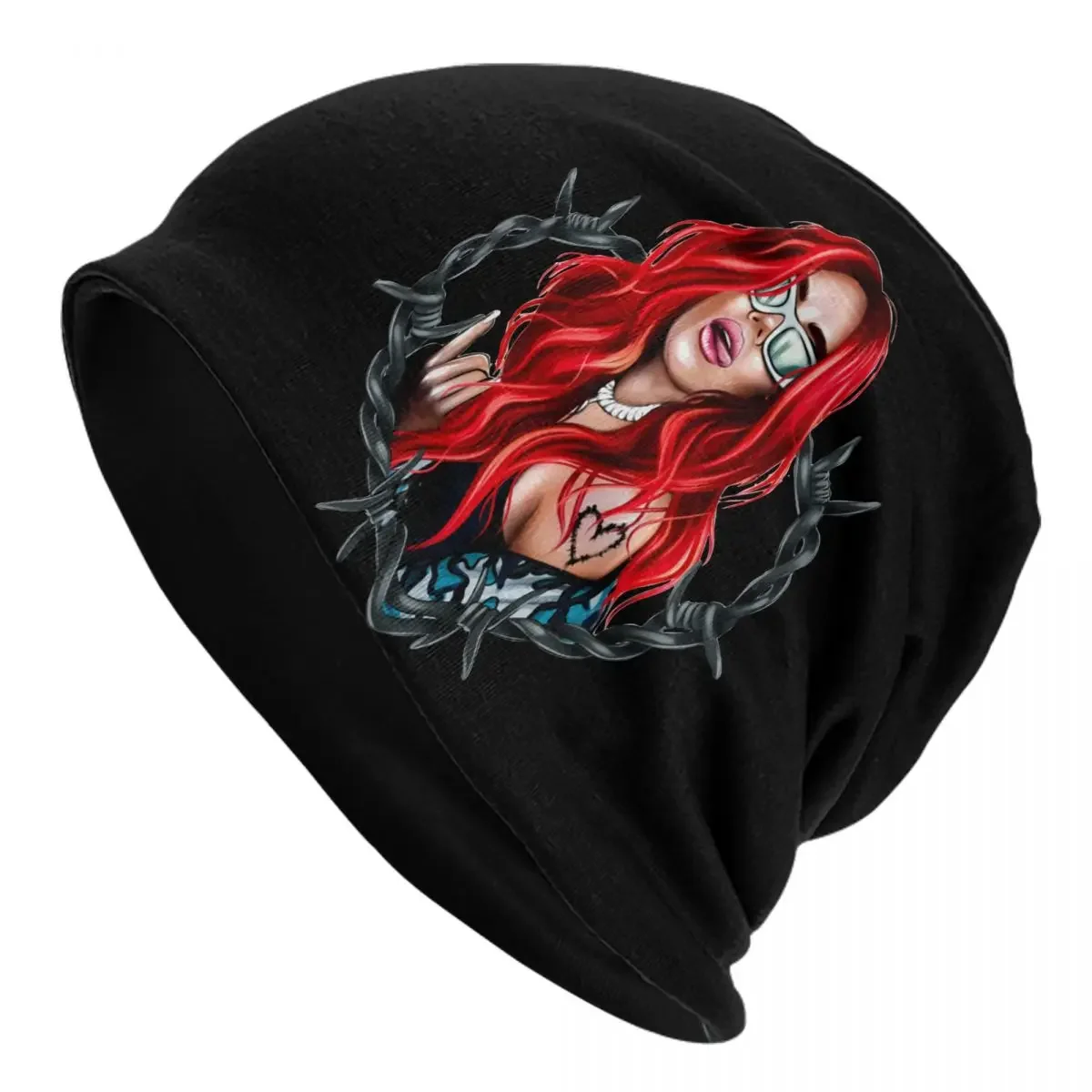 Karol G Bichota Heart Tattoo Skullies Beanies Hats Autumn Winter Unisex Street Cap Warm Dual-use Bonnet Hat