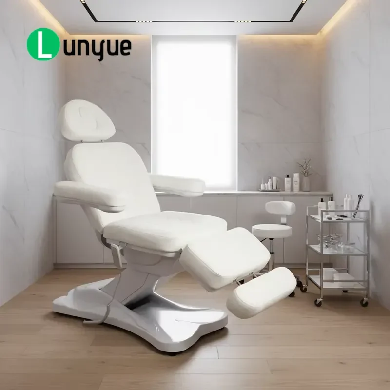 White 3 Motor Electric Beauty Bed Adjustable Massage Table for Spa Facial Foot Treatment Professional Furniture