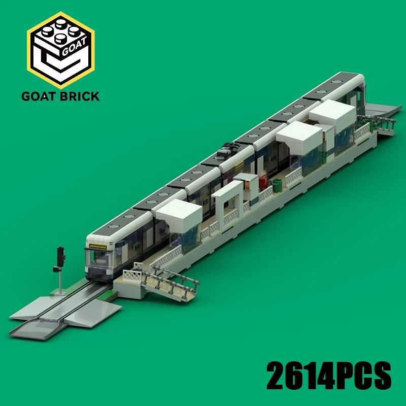 

New Moc Building Blocks Tramway with station Technology Modular Bricks Model Gifts Christmas Toys DIY Sets Assembly！