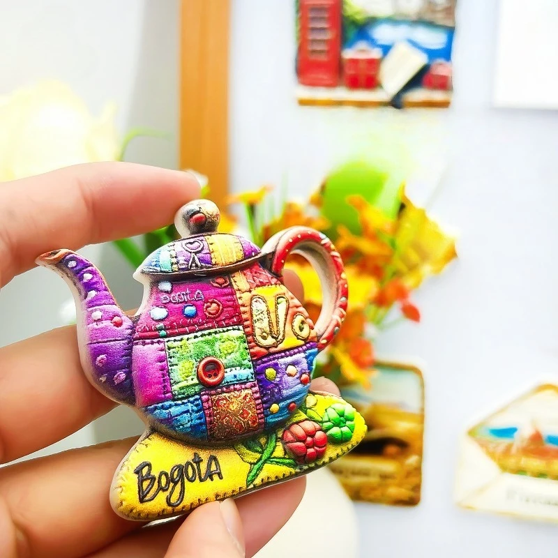 Bogotá Colombia Fridge Magnet - Colorful 3D Patchwork Jug Souvenir Unique Handcrafted Gift for Travel & Boho Home Decor