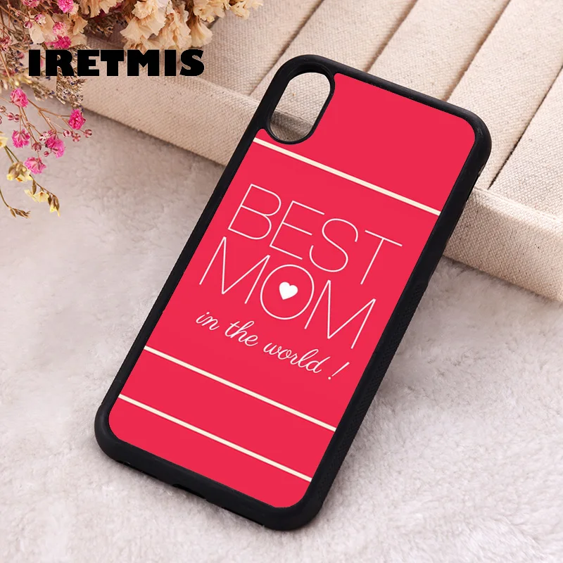 Iretmis 5 5S SE Phone Cover Case for iPhone 6 6S 7 8 Plus X Xs XR 11 12 13 MINI 14 Pro Max Best Mom In The World Red Background