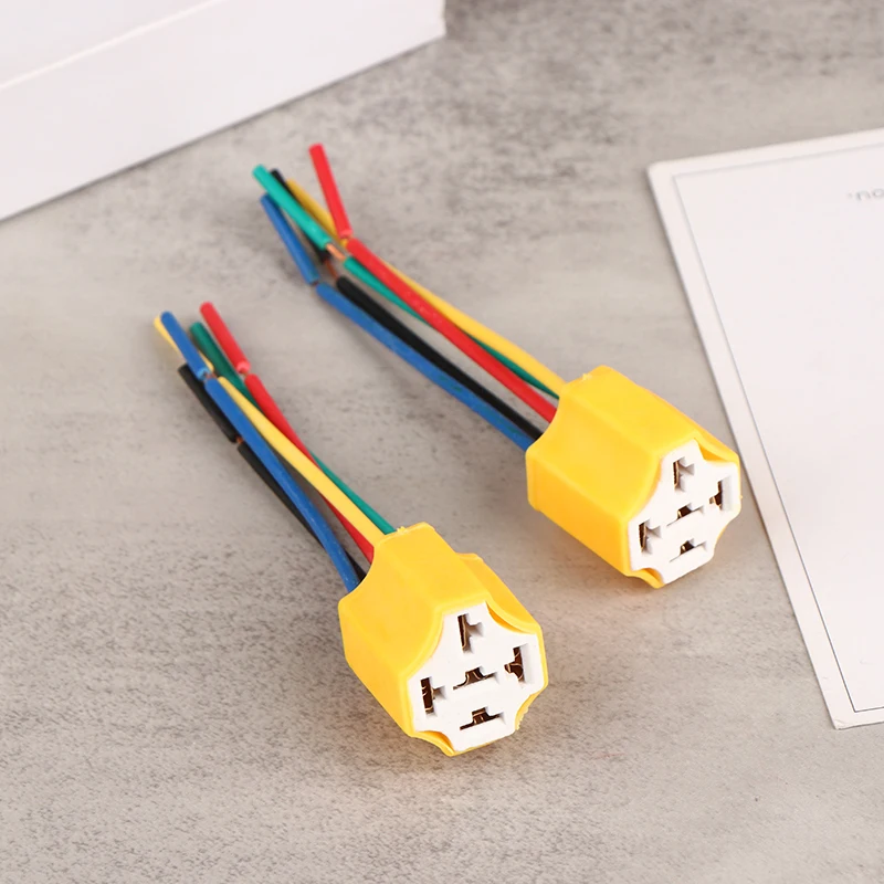 1Pc Ceramic Car Relay Holder 5 Pins Auto Relay Socket 5 Pin Relay Connector Plug Automobile Relay With Ceramic Socket