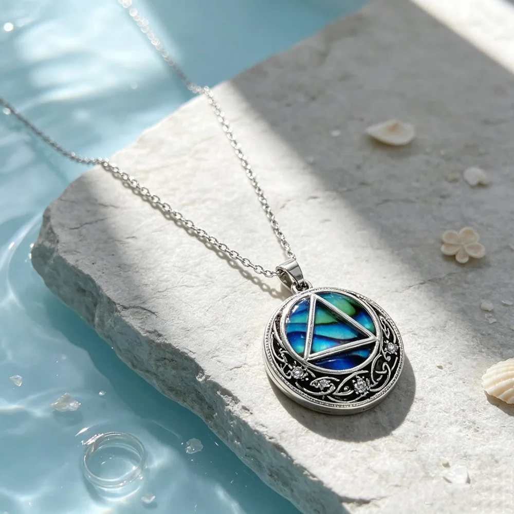 AA Sobriety Recovery Celtic Knot Pendant Necklace Alcoholics Anonymous Jewelry Gifts for Sober Women Spiritual Recovery Keepsake