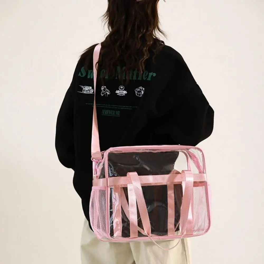 Large Capacity Transparent Crossbody Bag PVC Material Waterproof Washing Storage Bag Portable Lightweight Beach Swimming Bag