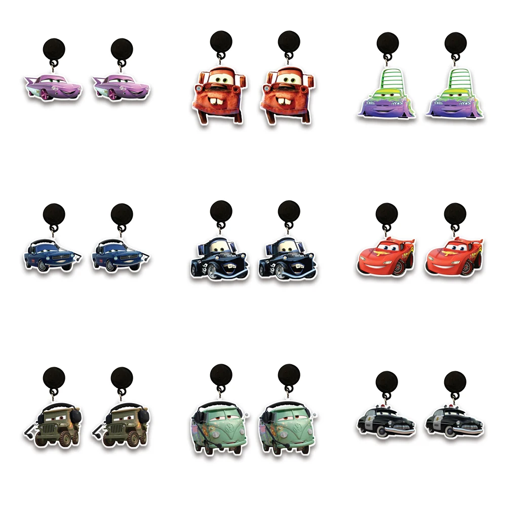 

W Disney Cars Acrylic Earrings Europe and America New Accessories For Women Colorful Cute Earrings Fashion Jewelry