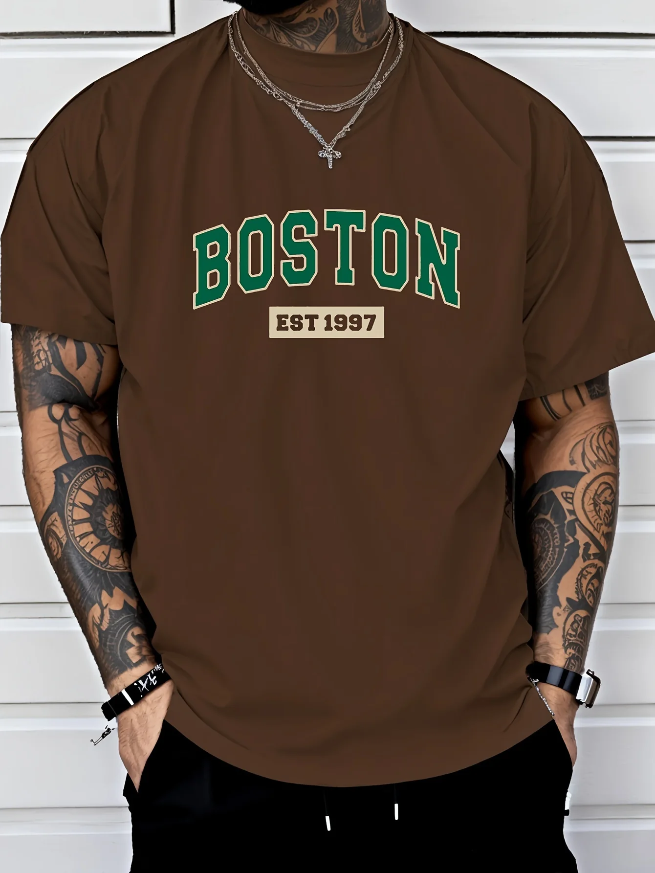 New Summer Hot-Selling Men BOSTON Creative Print T Shirt Male Casual Short Sleeve O-Neck Tees Fashion Casual Oversized Clothing