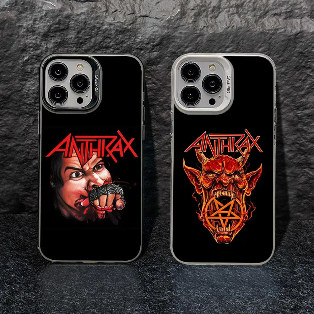 Чехол для телефона Rock Band A-Anthrax для iphone 15 14 13 11 12 Pro Max Xr X Xs Plus, черный, серебристый, Жесткий Чехол