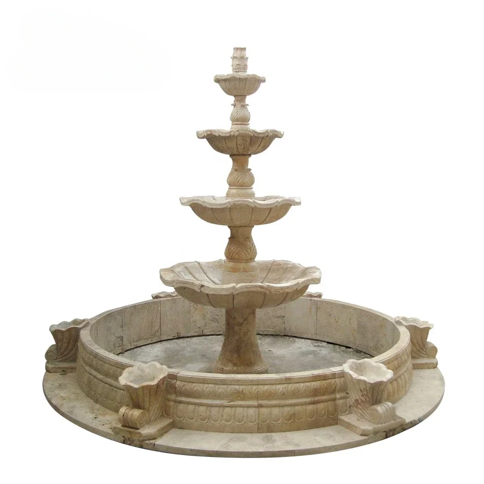 Classical Outdoor Large Stone Carving 4 tier Marble Water Fountain For Garden Decoration