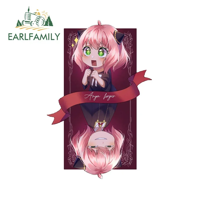 EARLFAMILY 13cm x 8.6cm Inverse Anya Card Car Sticker Interesting Red Car Gadget Expressions Funny Decal Creative Bumper Decor