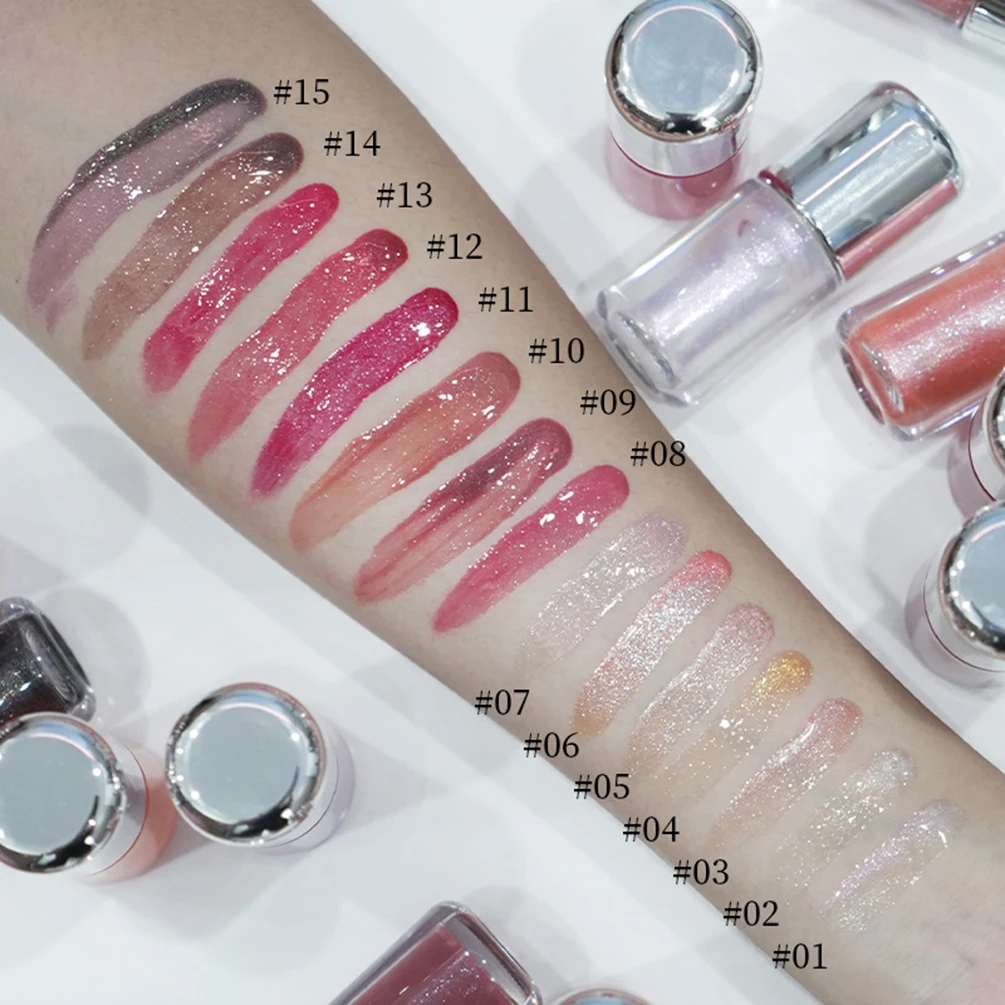 Private Label 15 Colors Lip Gloss Custom Logo Bulk Pigment Long Lasting Waterproof Non-stick Moisturizing Makeup Cruelty Free