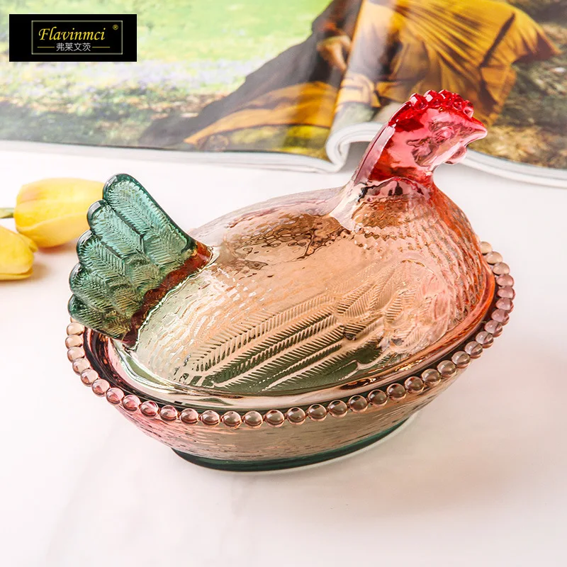 Glass Hen Fruit Bowl Elegant Service Board Centerpiece Living Room Dining Table Home Display Her Party Christmas Gift