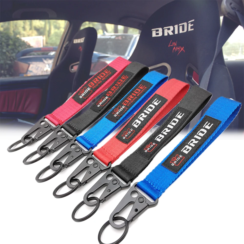 JDM Keychain Car Key Strap Nylon Key Tag Racing Key Rings Transfer Wrist Key Chain for Bride Racing Honda Toyota