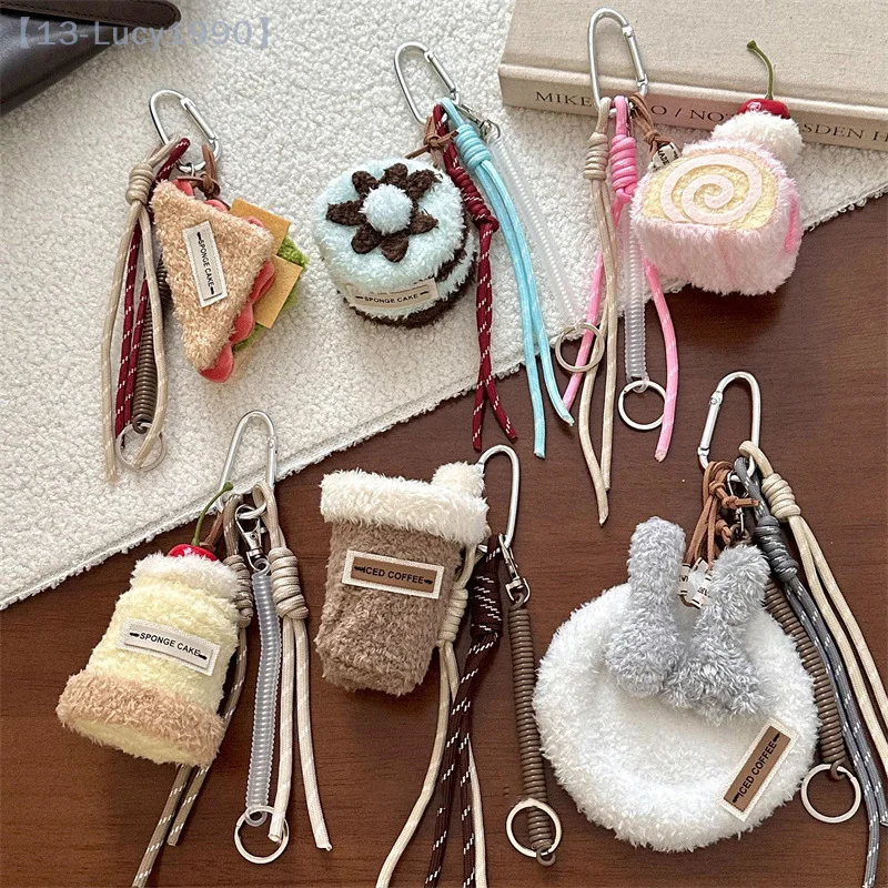 

Handmade DIY Keychain Afternoon Tea Series Bag Charm Dessert Coffee Cute Pendant Keyring