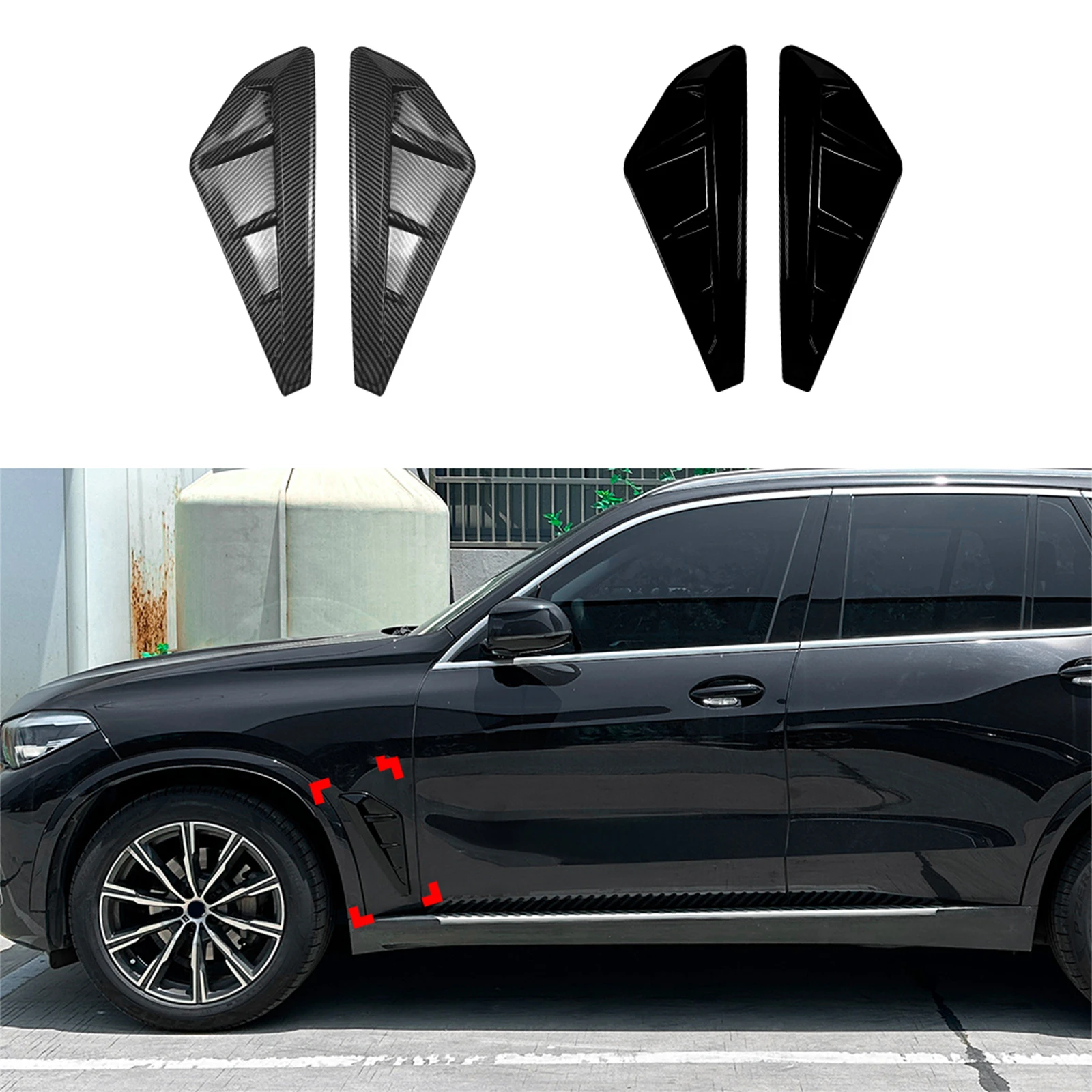 لسيارات BMW X5 G05 X5M F95 2019-2022 M الرياضة جسم السيارة الجانب الحاجز مصبغة تنفيس الهواء غطاء الكسوة Canard ألياف الكربون نظرة/أسود لامع