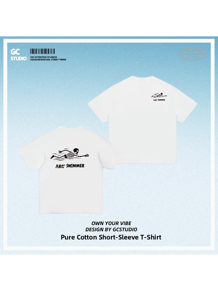 Loose Fit Pure Cotton Short Sleeve T-Shirt Unisex Summer Top Breathable Comfortable Printed Youth Fashion Casual Wear