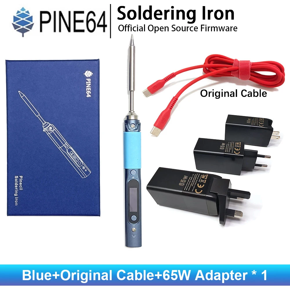 

Original Pine64 V1 Soldering Iron Pinecil BB2 With Silicone Cable 65w Adapter Kit TS-B2 Original Official Open Source Firmware