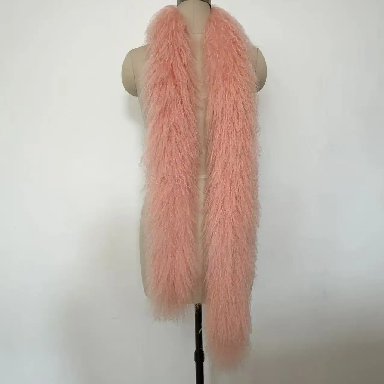 100% Genuine Mongolian Wool Curly Hair Scarf Winter Warm Long Boa Scarves Wraps Neck Warmer Real Fur Scarfs