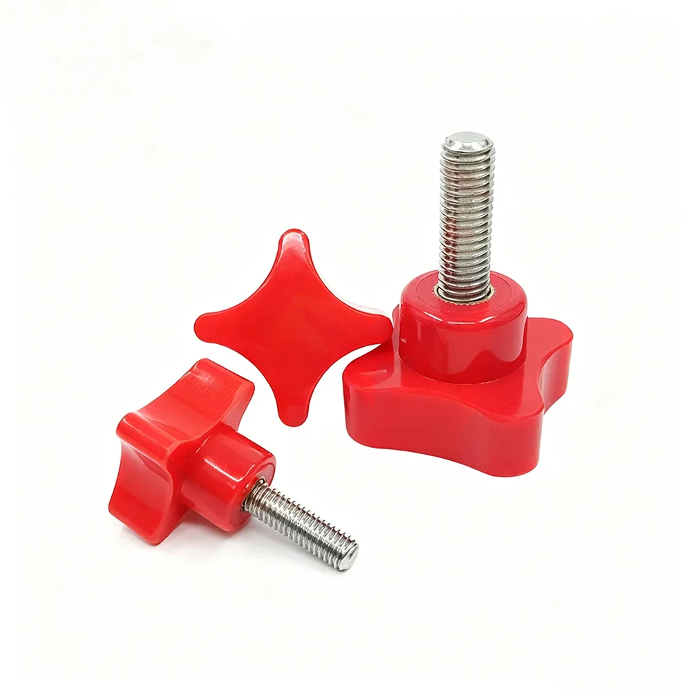 1Pc M5 M6 M8 M10 M12 Red Bakelite Head Hand Tight Screw 304 Stainless Steel Four Corner Handle Knob
