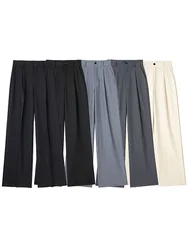 Willshela Women Fashion Solid Pleated Front Zipper Wide Leg Pants Vintage High Waist Full Length Female Chic Lady Trousers