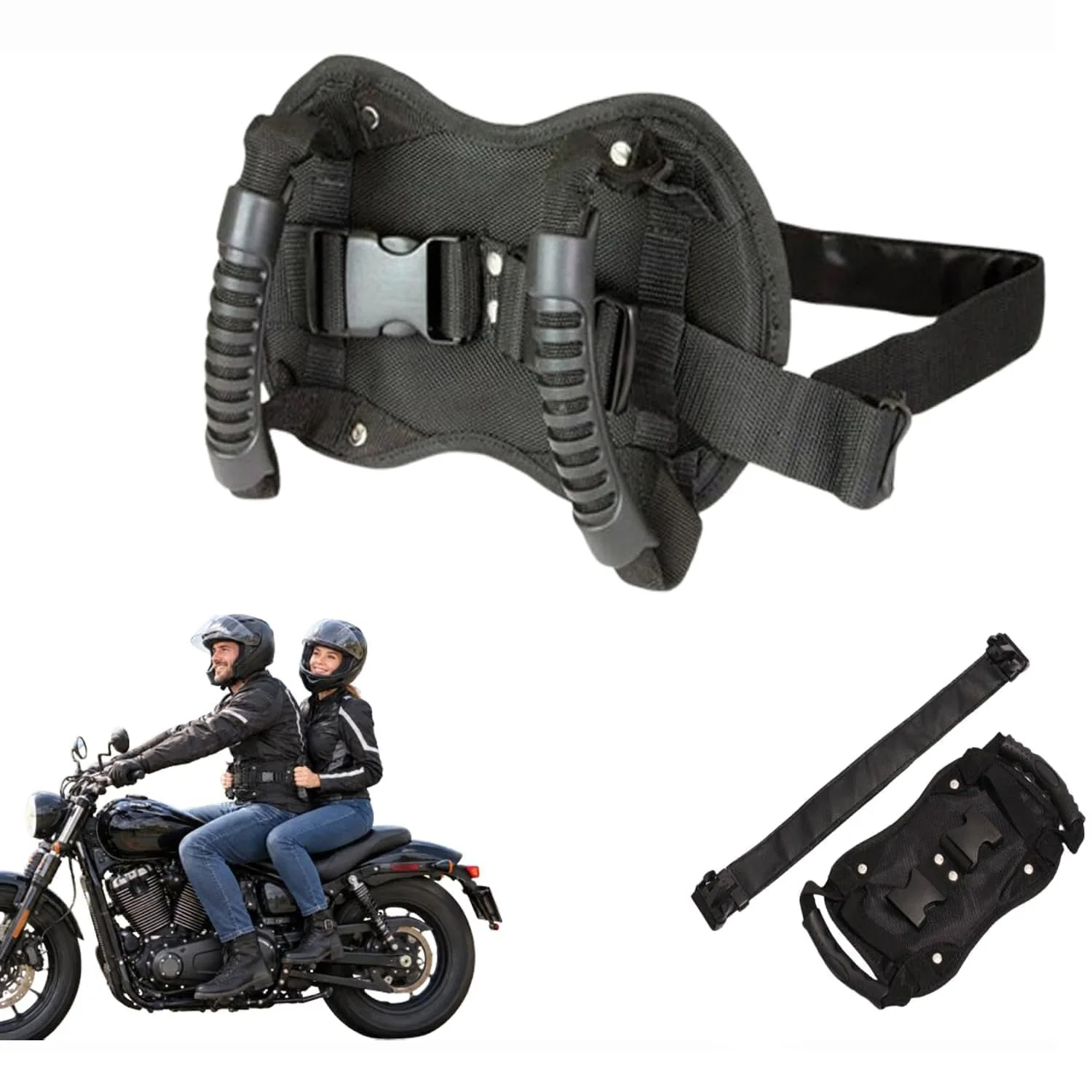 Motorcycle Scooter Safety Belt Back Seat Passenger Grip Grab Dual Handle Non-Slip Strap Universal Motocross Seat Strap Wholesale