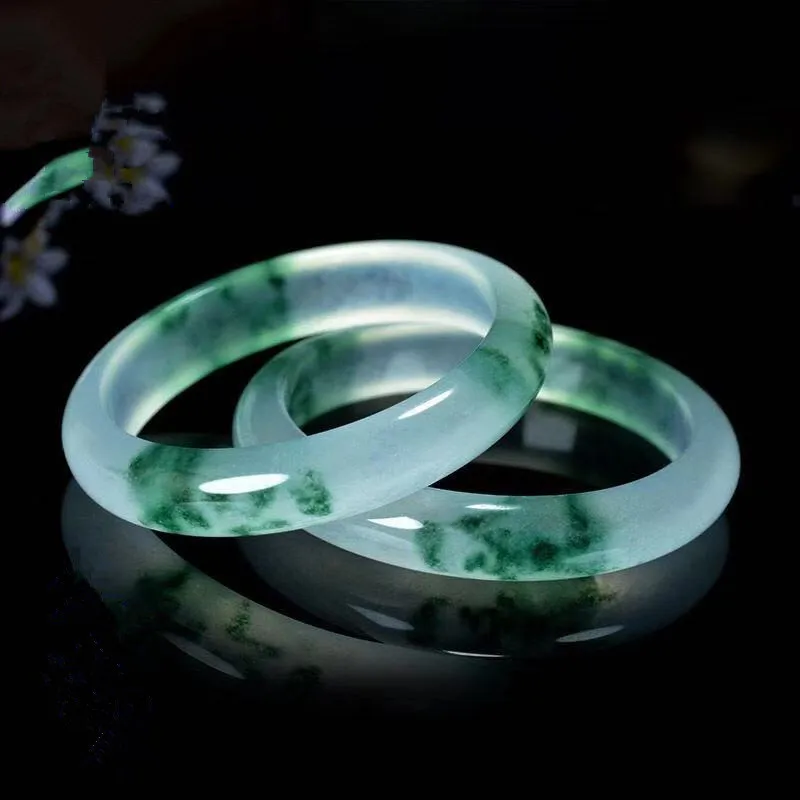 

Natural Chinese Piaohua Hand-carved Jade Bracelet Fashion Women Jewelry Jade Piaohua Color Jade Bracelet Gift Accessories