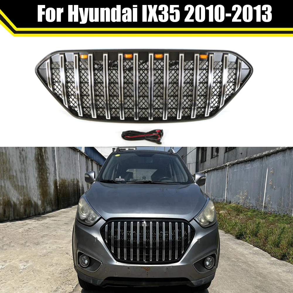 

Gloss Black Or Chrome Car Upper Racing Grille Hood Grill Front Radiator Grille Fits For Hyundai IX35 2010-2013 ABS Accessories