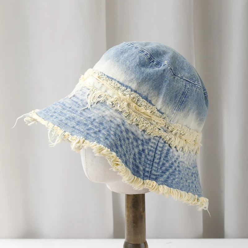 

Bucket Hat Denim Women Summer Sun Protection Wide Brim Beach Accessory For Fishing Climb Autumn Outdoor Hike