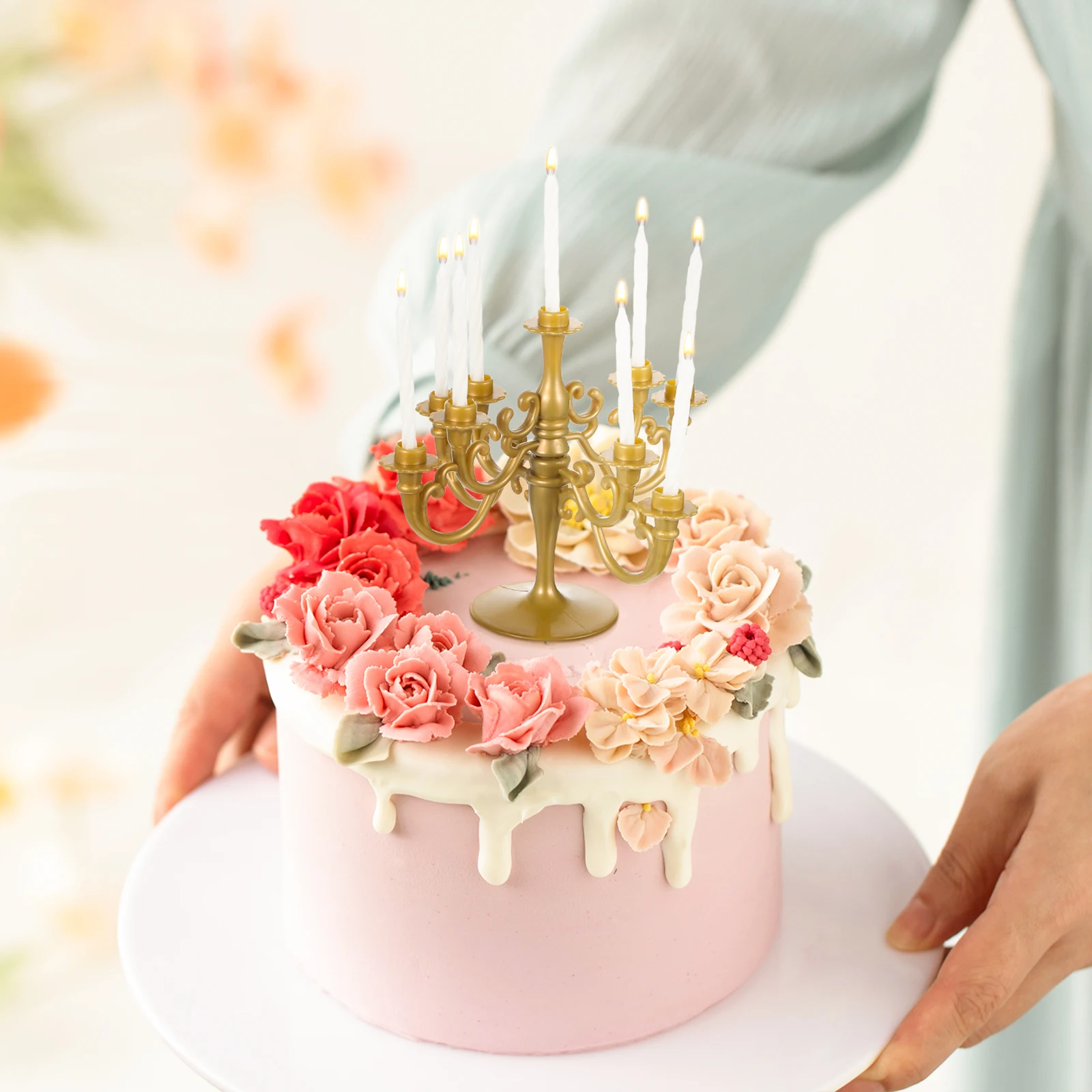 

2 Pcs Candlestick Cake Toppers Elegant Candelabra Birthday Decor European Style Picks Party Supplies Cake Decorations