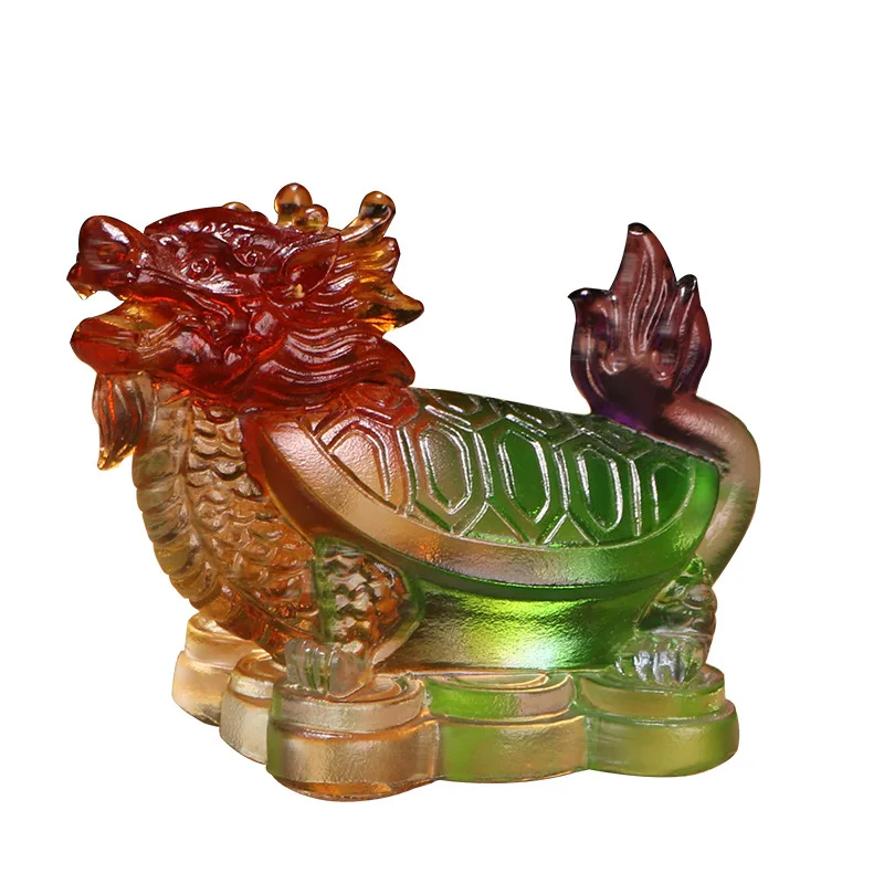 

Traditional Glazed Turtle Home Living Room Entrance Decoration Small Ornament Fortune Dragon Pattern Spiritual Charm