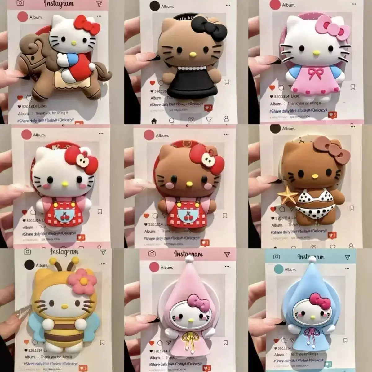 

Магнитный держатель-подставка Griptok для телефона Magsafe, милый 3D мультяшный Hello Kitty, для iPhone 17, складной силиконовый чехол-держатель