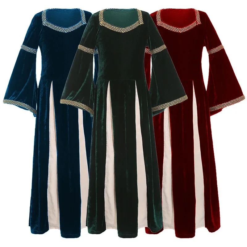 الأطفال هالوين مصاص دماء عطلة حفلة تأثيري حلي الفتيات خمر فستان القرون الوسطى كرنفال مرحلة الأداء الملابس