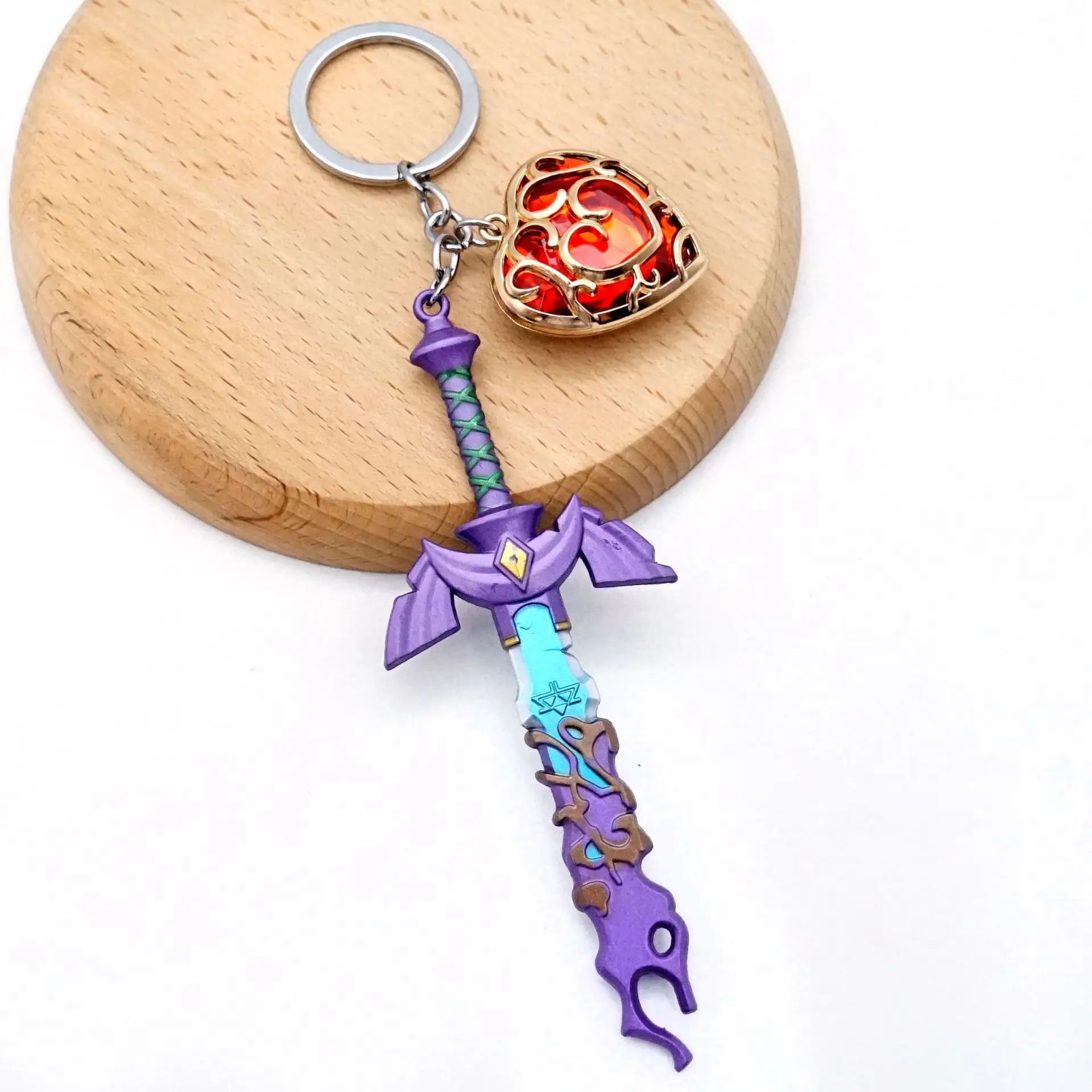 13cm Decayed Master Sword Set Keychain Link Tears of the Kingdom Heart Pendant LoZ Game Peripherals Metal Weapon Crafts Keychain