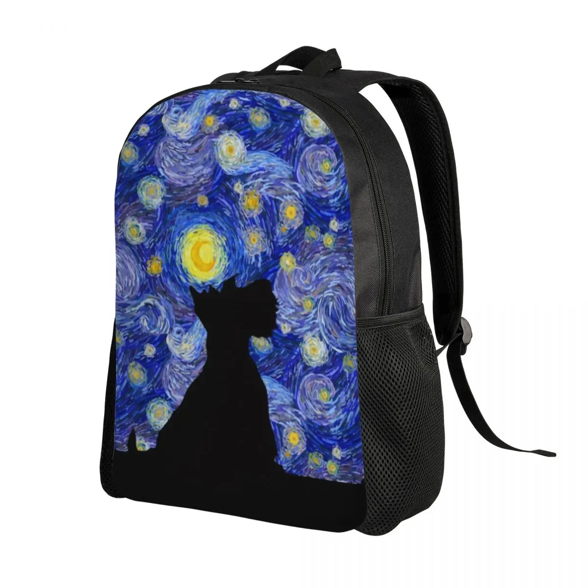 Scottish Terrier Van Gogh Starry Night Backpacks for Men School College Students Bookbag Fits 15 Inch Laptop Scottie Dog Bags