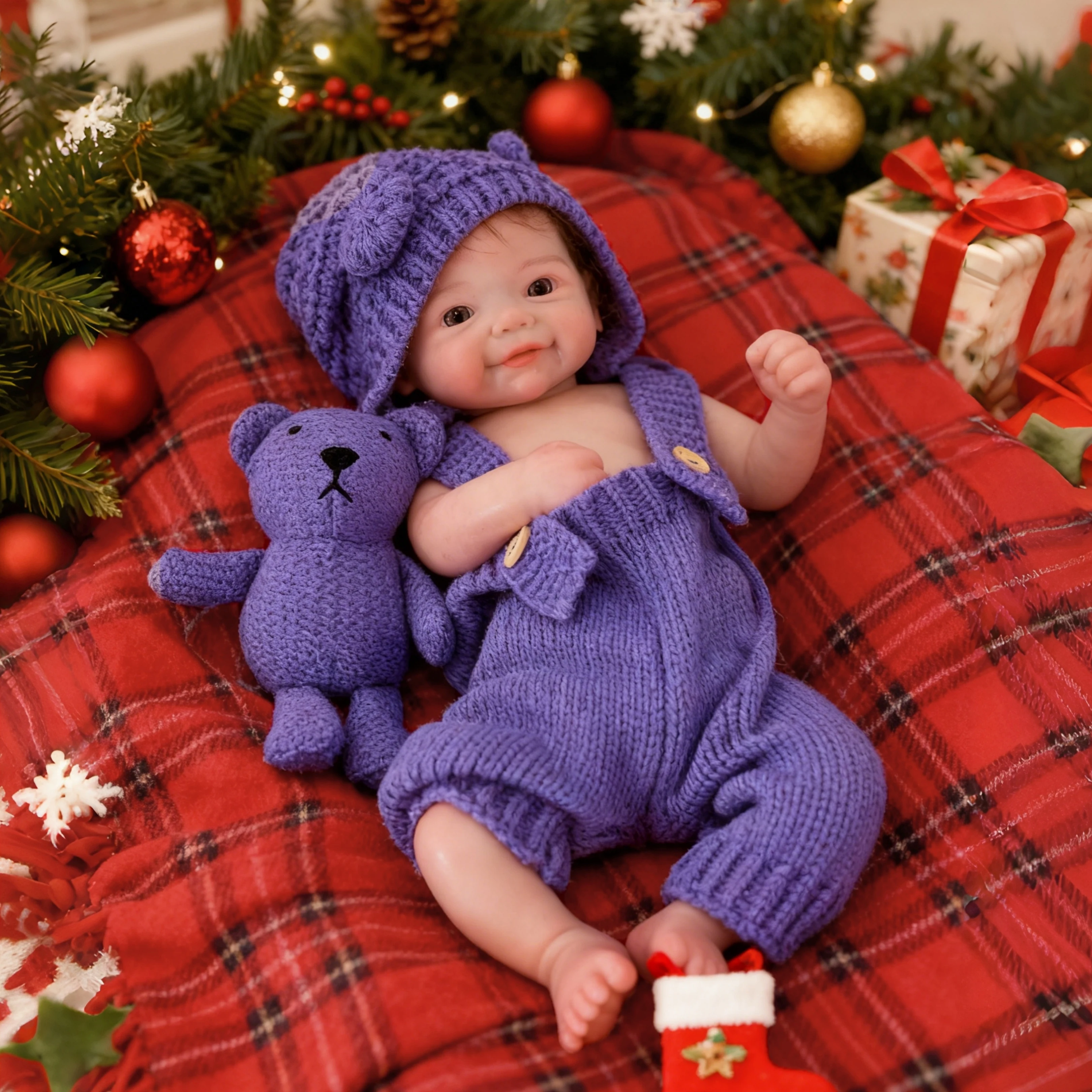 

17 Inch Open Mouth Silicone Reborn Baby Girl with Rooted Hair Realistic Vivienne Newborn Doll Soft Touch Bebe Christmas Gifts