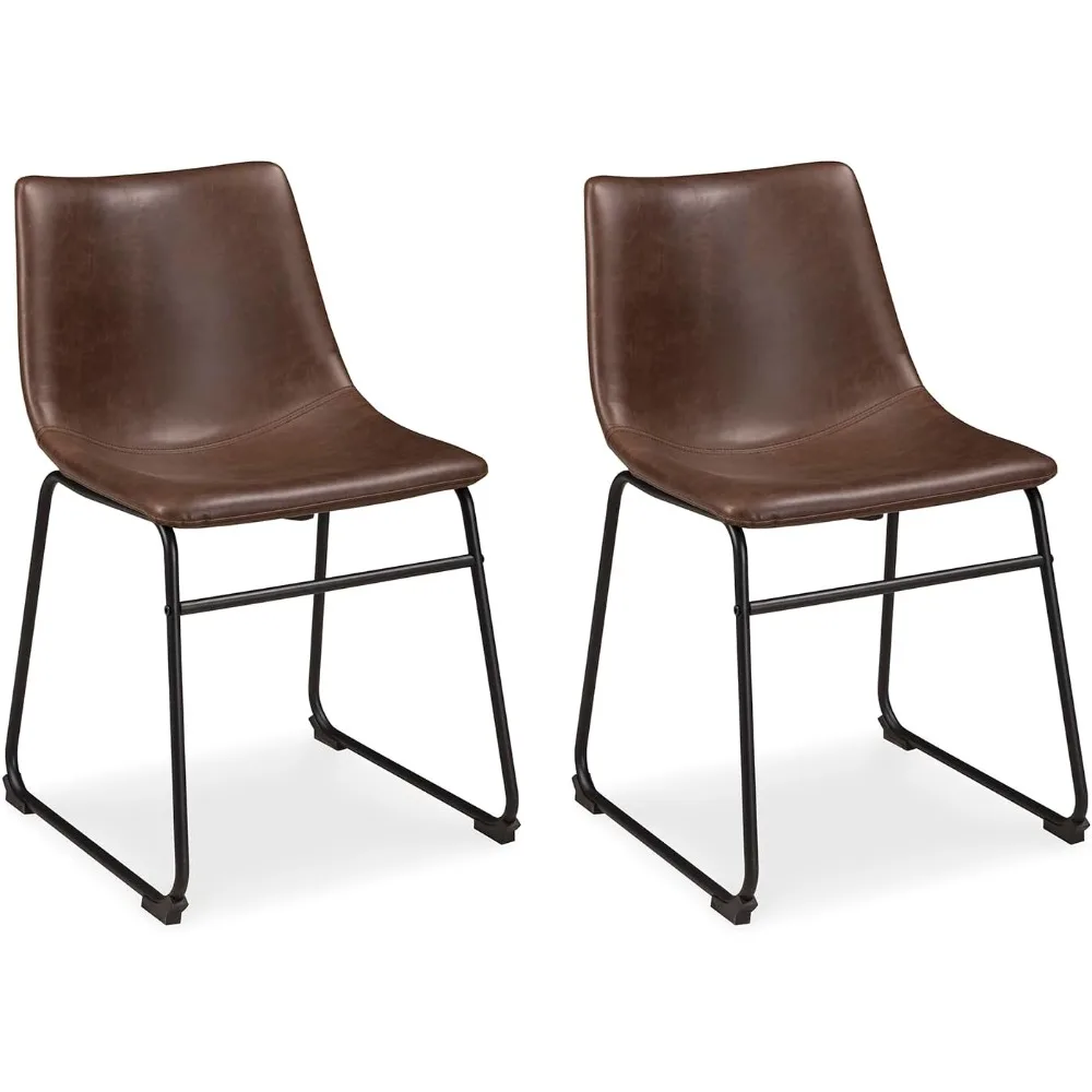 

mid-century modern 18.75 inch dining chairs, set of 2, black and brown upholstery