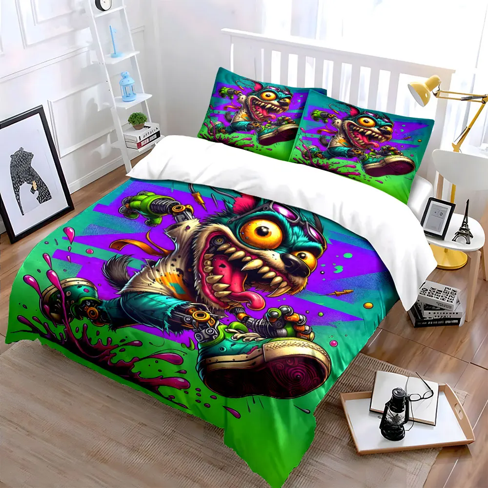 Crazy robotic dog running Printed Duvet Cover Set1 Duvet Cover+2 PillowcaseMulti Size Bedroom Bedding Decoration Luxury gifts